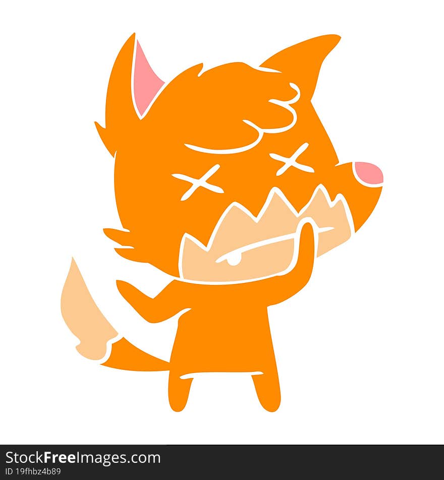 flat color style cartoon dead fox