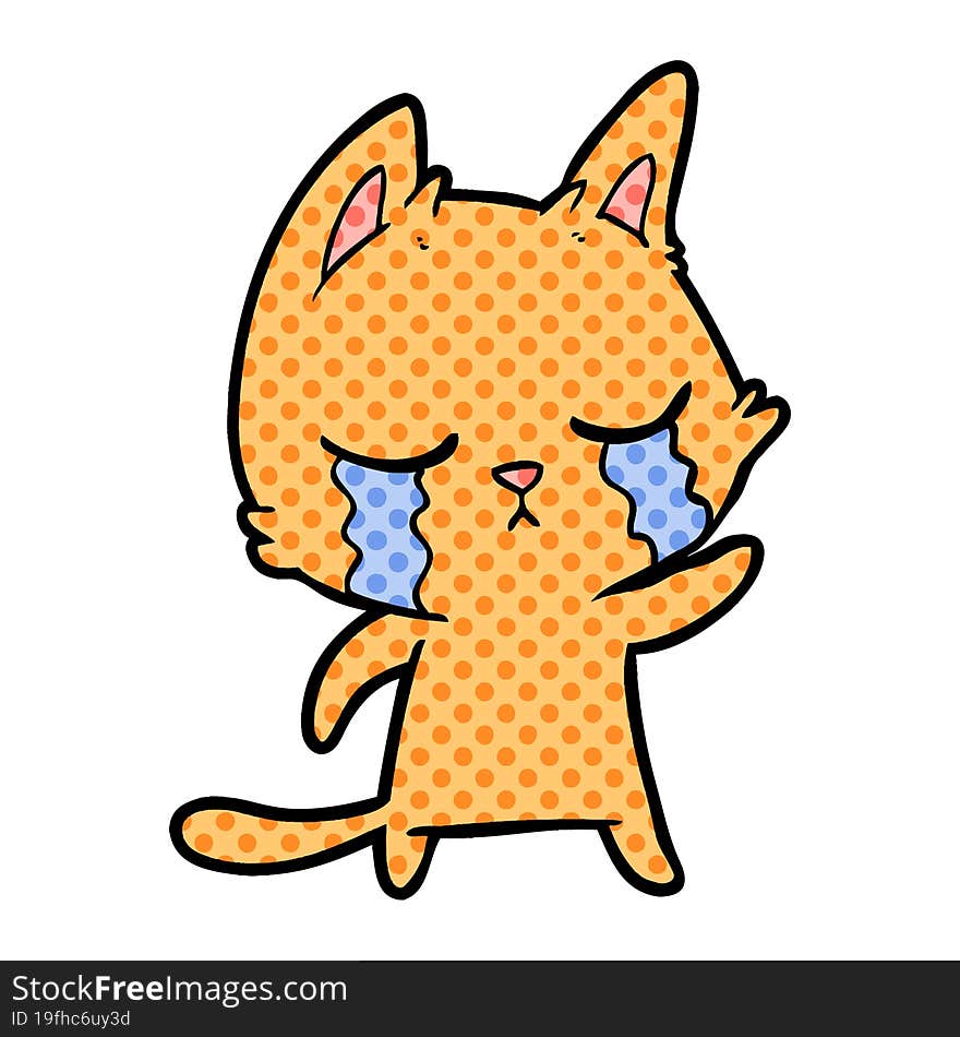 crying cartoon cat pointing. crying cartoon cat pointing