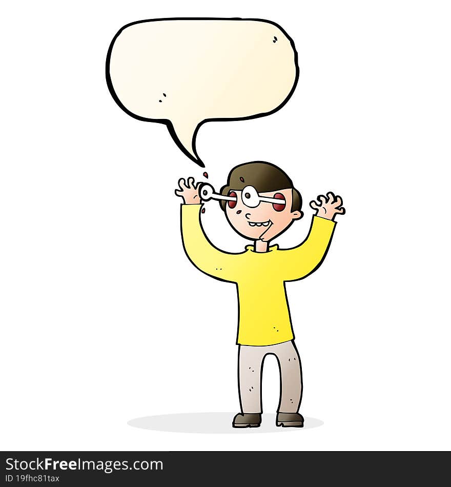 cartoon man with eyes popping out of head with speech bubble