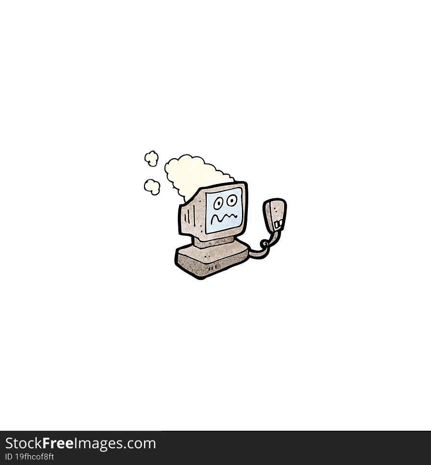 Cartoon Overheated Computer