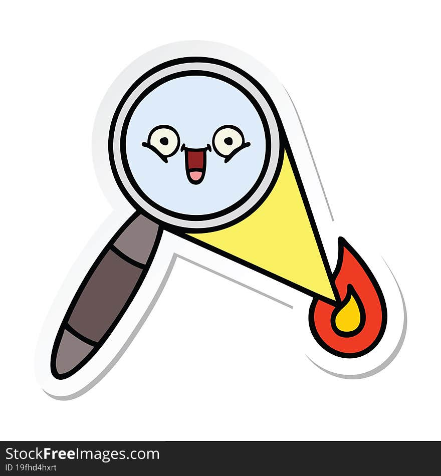 Sticker Of A Cute Cartoon Magnifying Glass