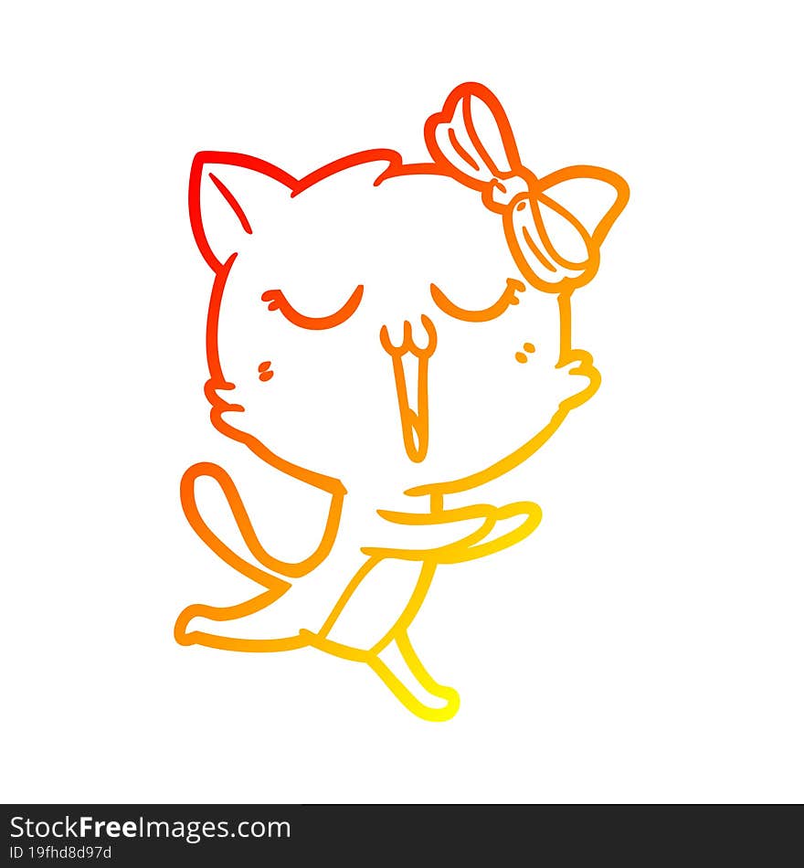 warm gradient line drawing cartoon cat