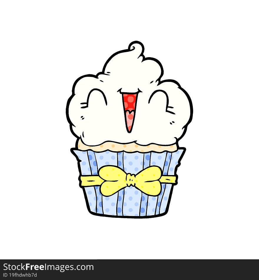 happy cartoon cupcake. happy cartoon cupcake