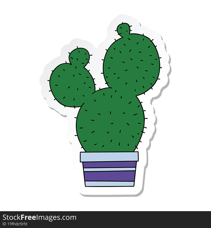 sticker of a quirky hand drawn cartoon cactus