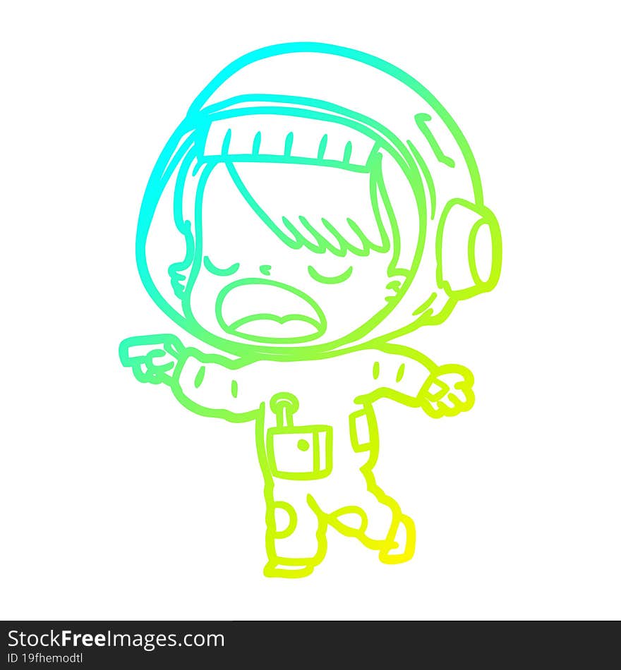 Cold Gradient Line Drawing Cartoon Talking Astronaut