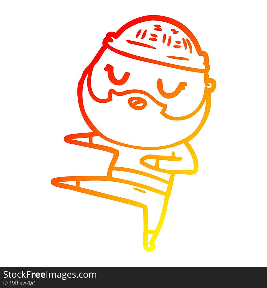 Warm Gradient Line Drawing Cartoon Man With Beard Dancing