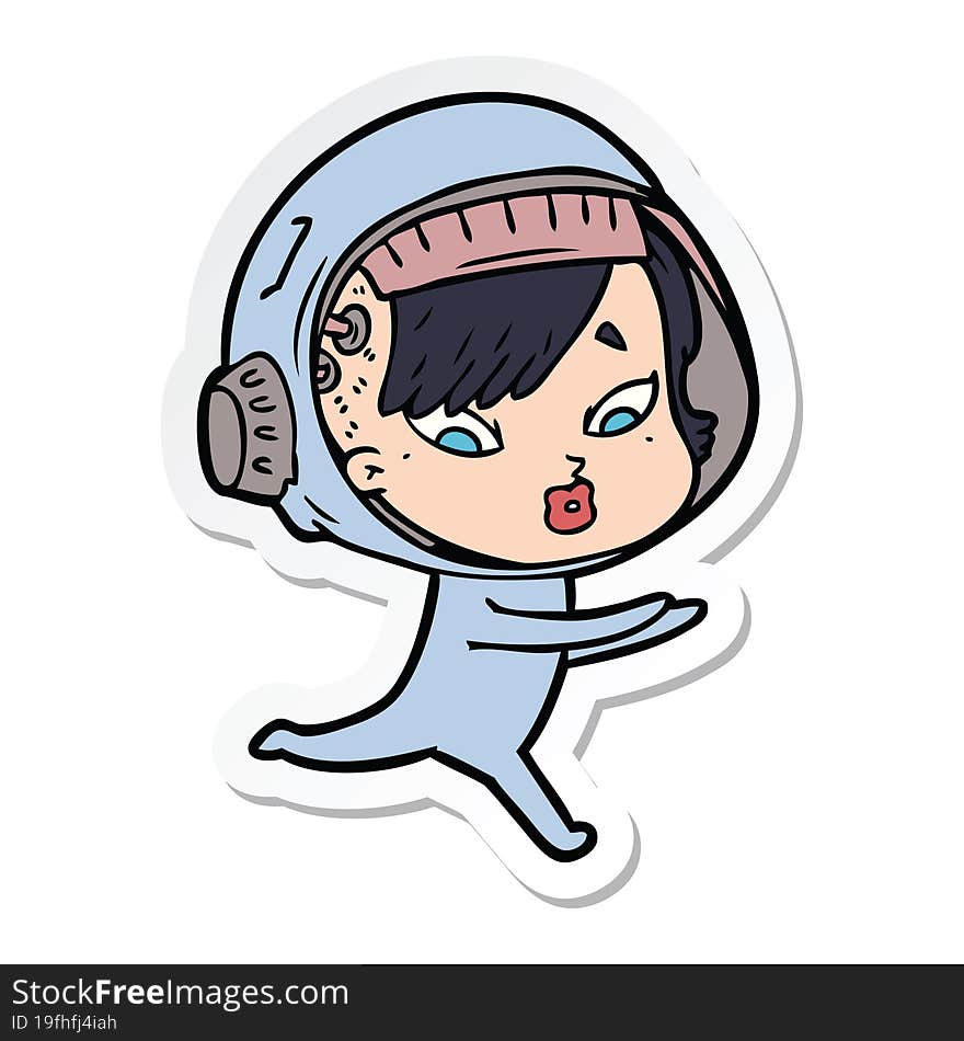 sticker of a cartoon astronaut woman