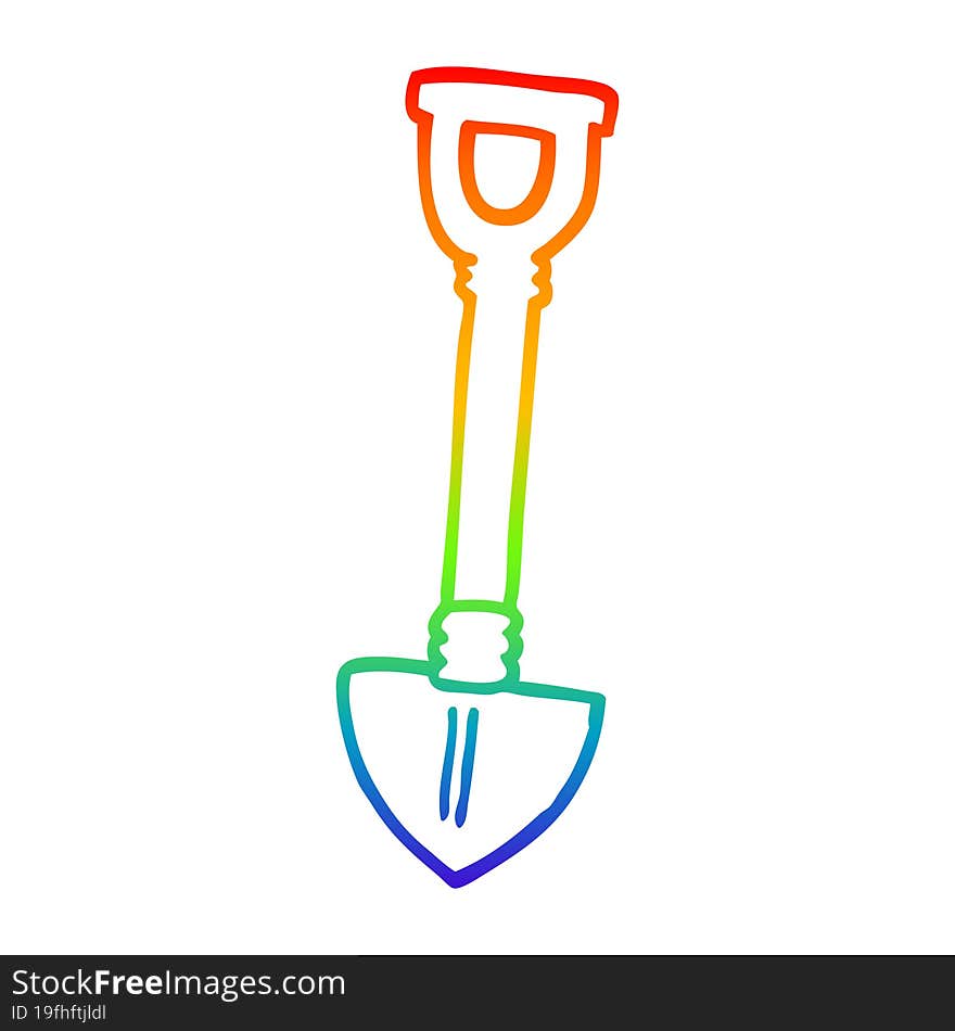 rainbow gradient line drawing cartoon shovel