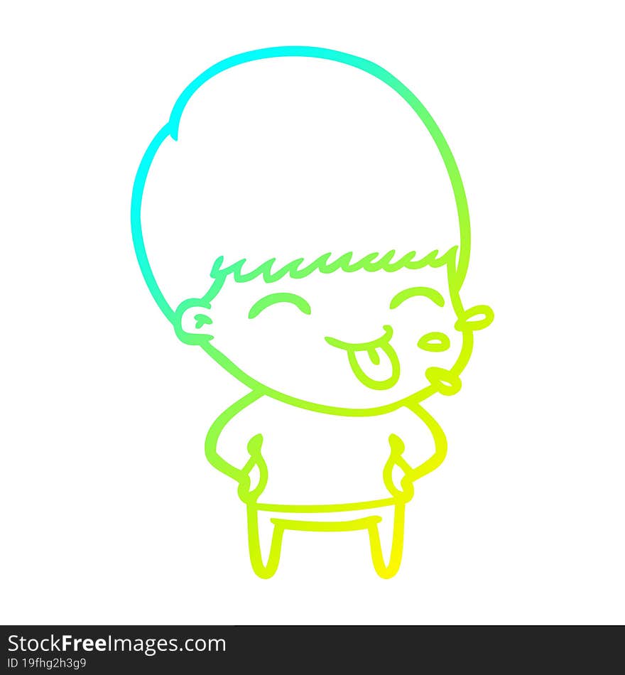 cold gradient line drawing funny cartoon boy