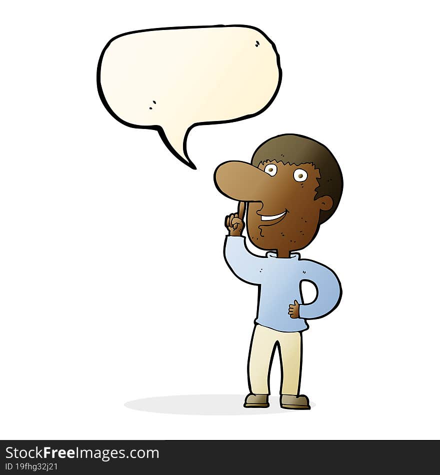 cartoon man with idea with speech bubble