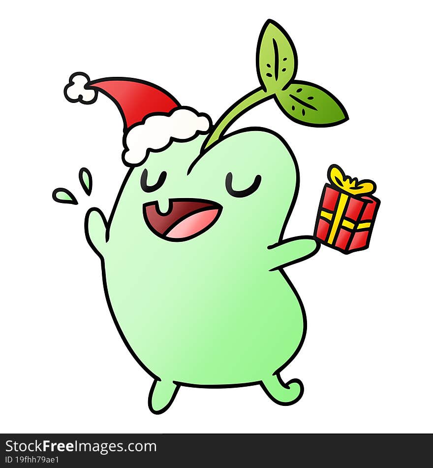 hand drawn christmas gradient cartoon of kawaii seed