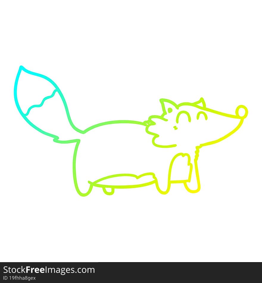 cold gradient line drawing fat cartoon fox