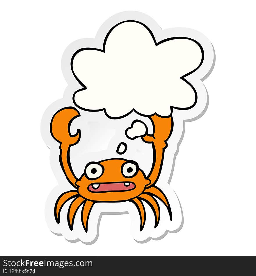 Cartoon Crab And Thought Bubble As A Printed Sticker