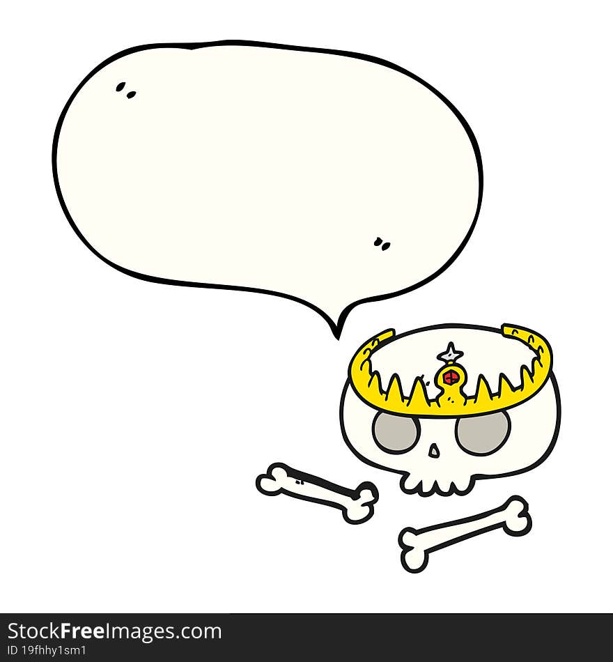 speech bubble cartoon skull wearing tiara