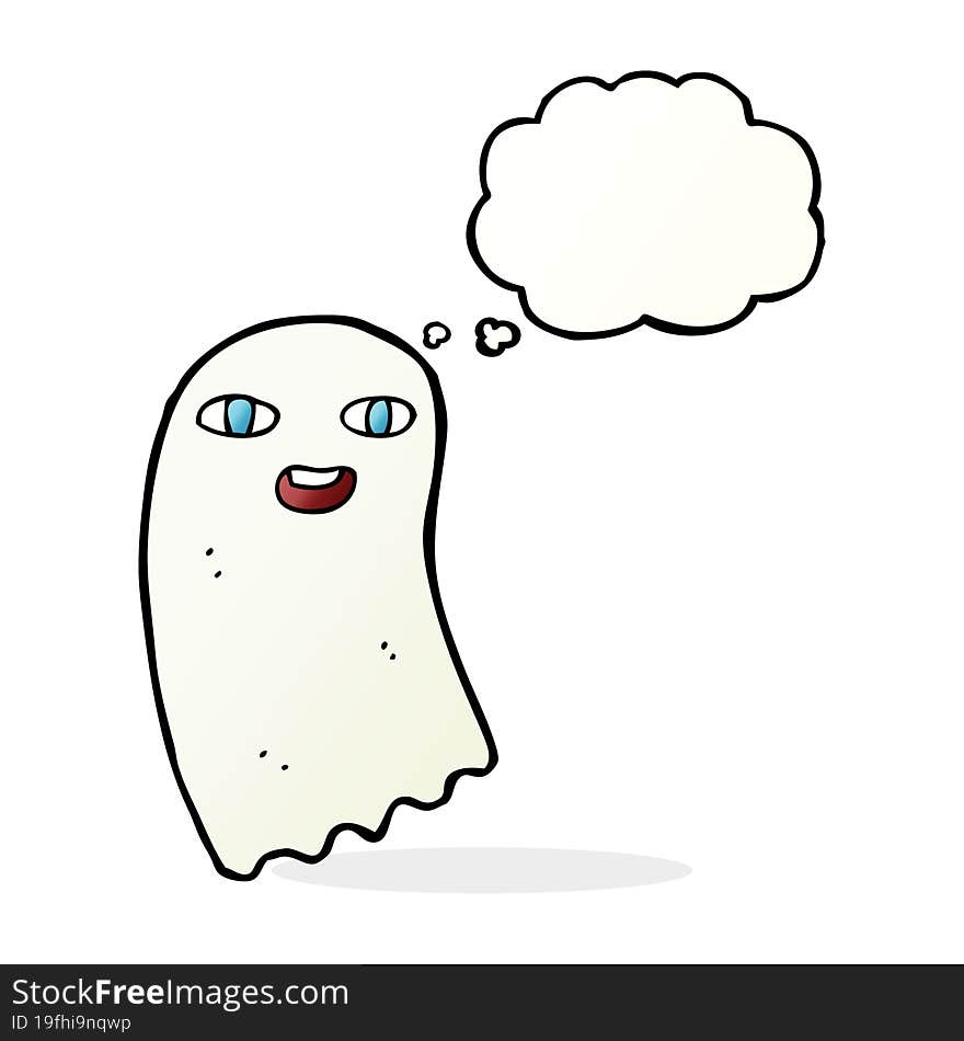 funny cartoon ghost with thought bubble