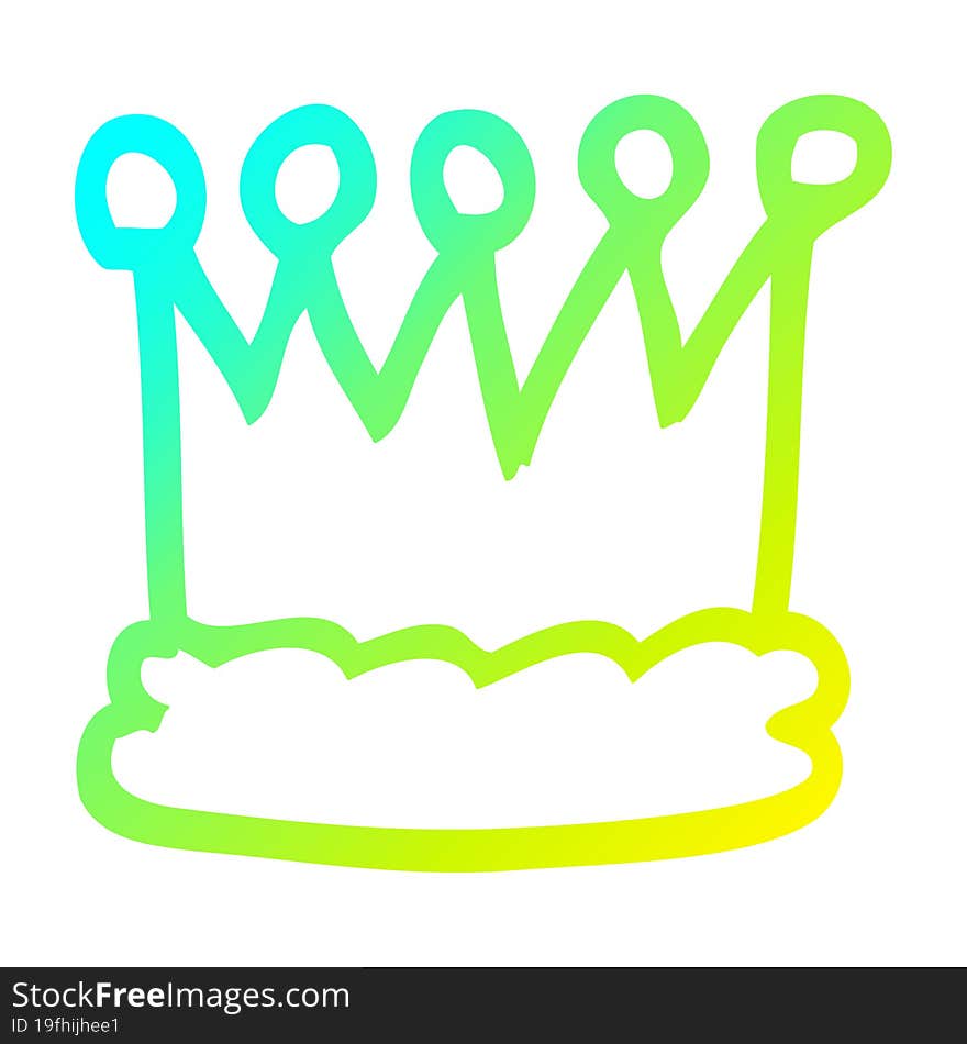 Cold Gradient Line Drawing Cartoon Gold Crown