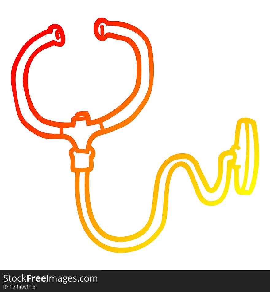 warm gradient line drawing of a cartoon stethoscope