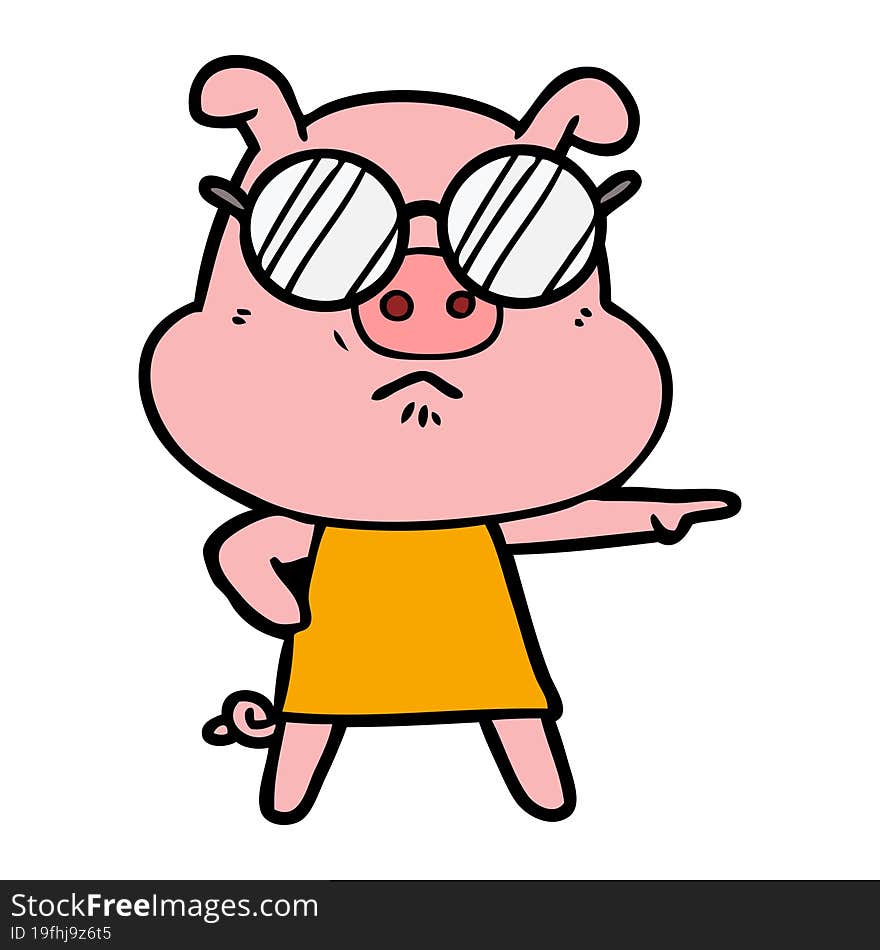 cartoon angry pig. cartoon angry pig