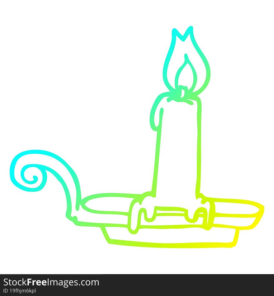 Cold Gradient Line Drawing Cartoon Burning Candle