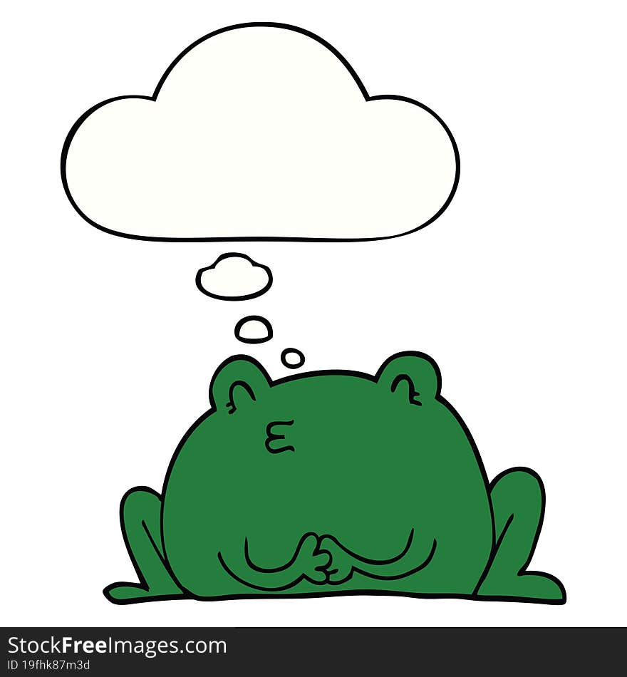 cute cartoon frog with thought bubble. cute cartoon frog with thought bubble