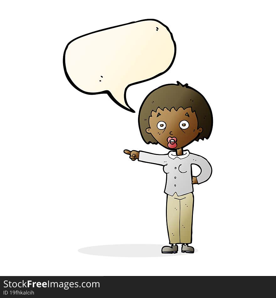 Cartoon Shocked Woman With Speech Bubble