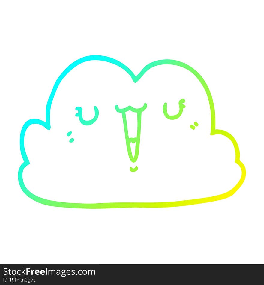 cold gradient line drawing cute cartoon cloud