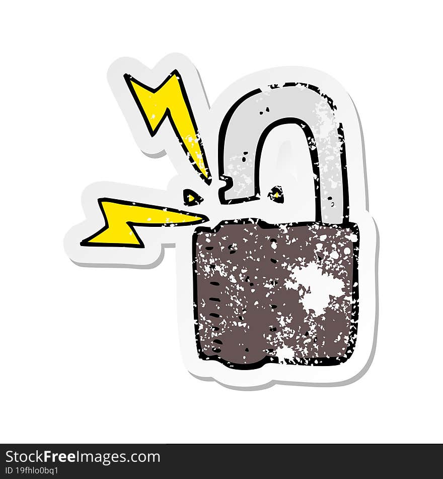 retro distressed sticker of a cartoon padlock symbol