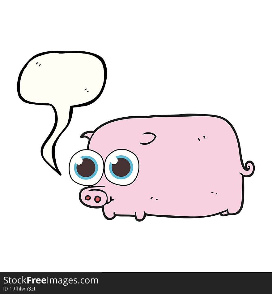 Speech Bubble Cartoon Piglet With Big Pretty Eyes