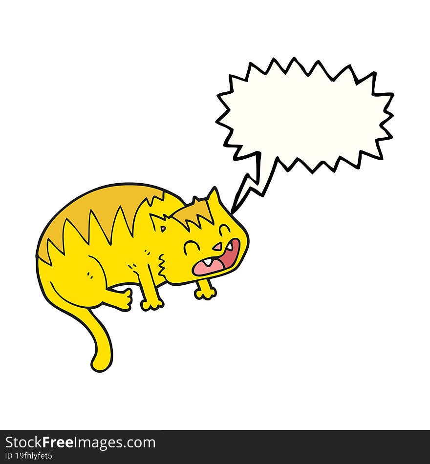 freehand drawn speech bubble cartoon cat