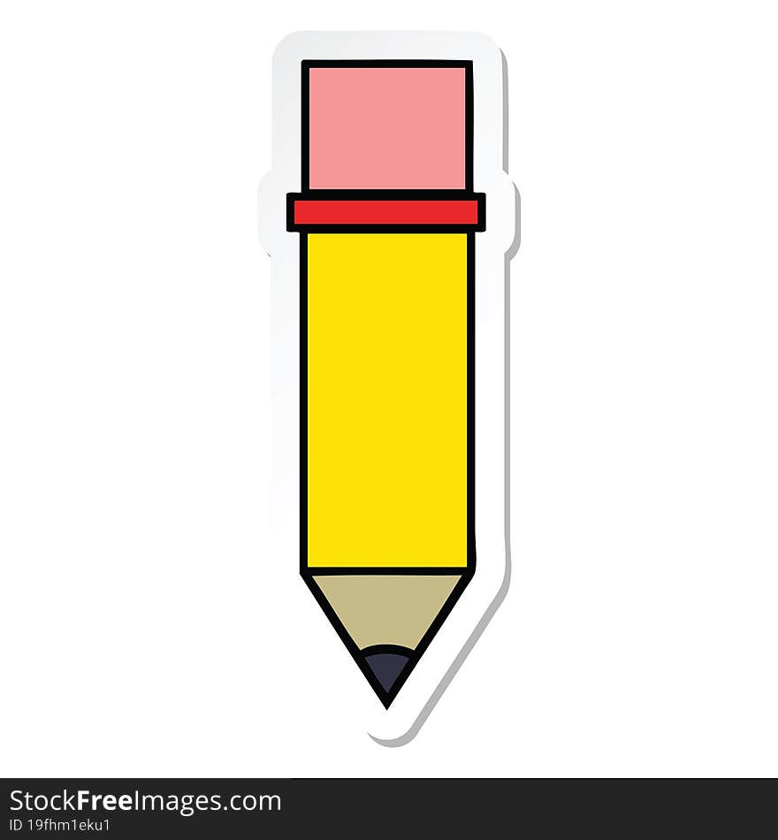 Sticker Of A Cute Cartoon Of A Pencil