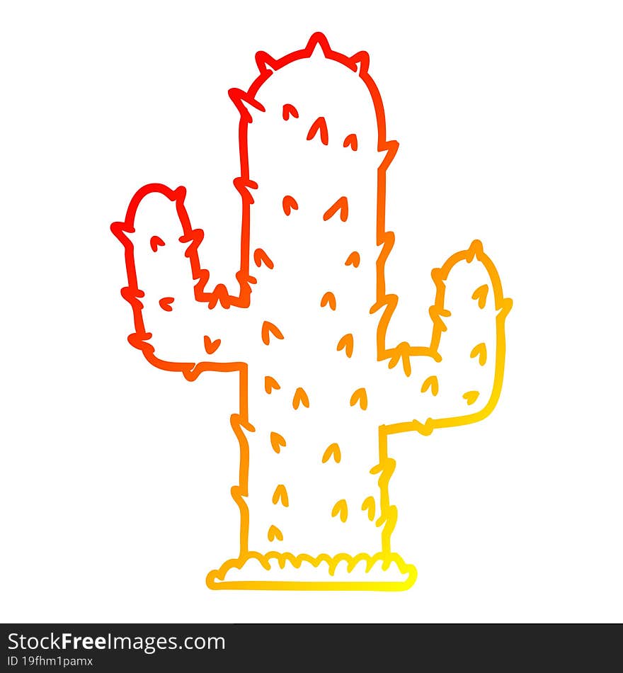 Warm Gradient Line Drawing Cartoon Cactus