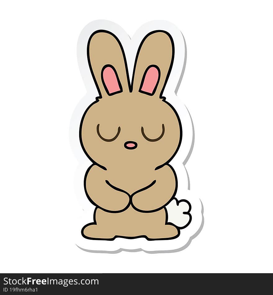 sticker of a quirky hand drawn cartoon rabbit