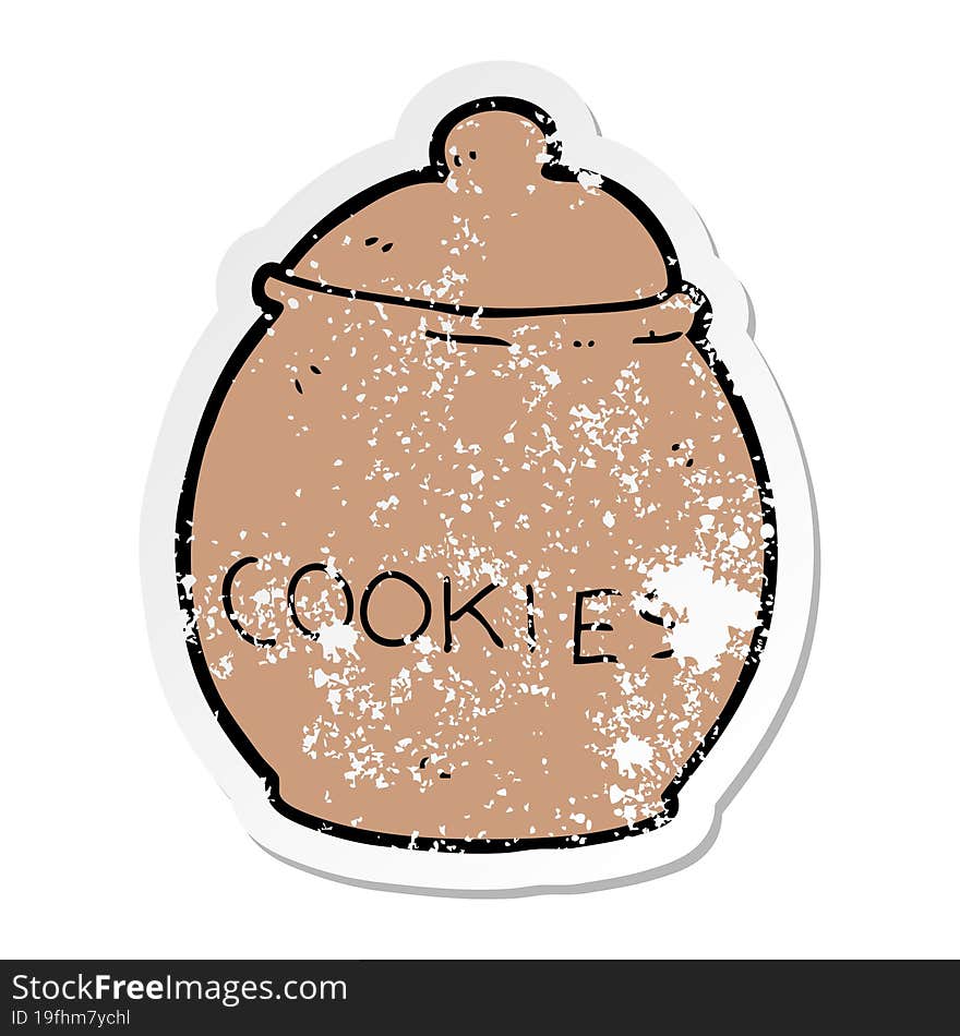 distressed sticker of a cartoon cookie jar