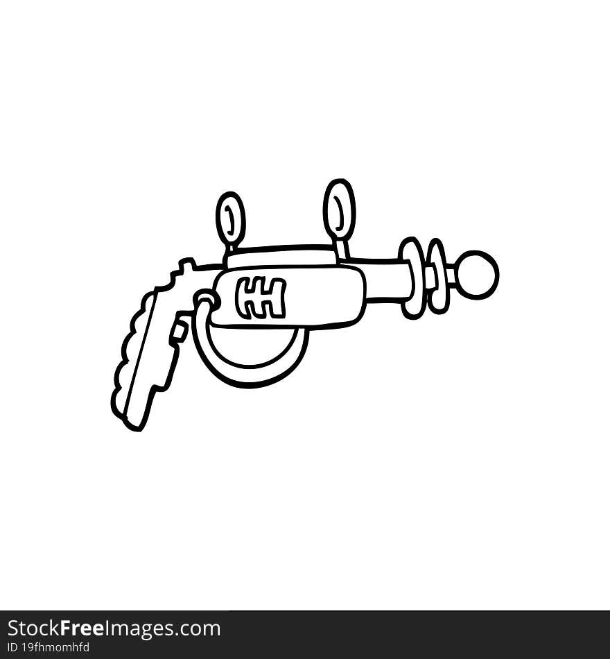 black and white cartoon ray gun