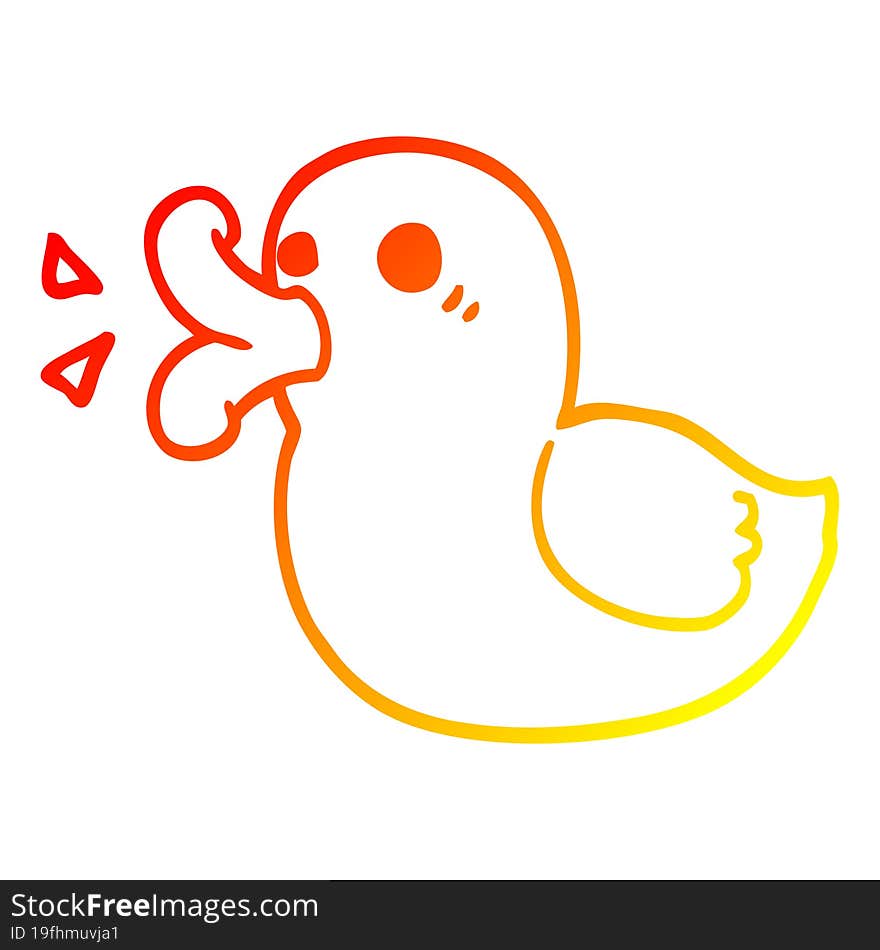 warm gradient line drawing cartoon rubber duck