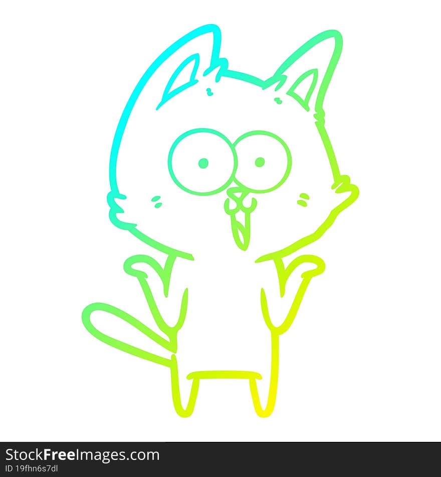 cold gradient line drawing funny cartoon cat