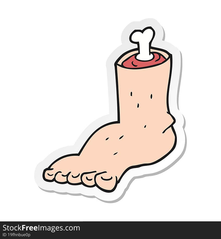 Sticker Of A Cartoon Severed Foot