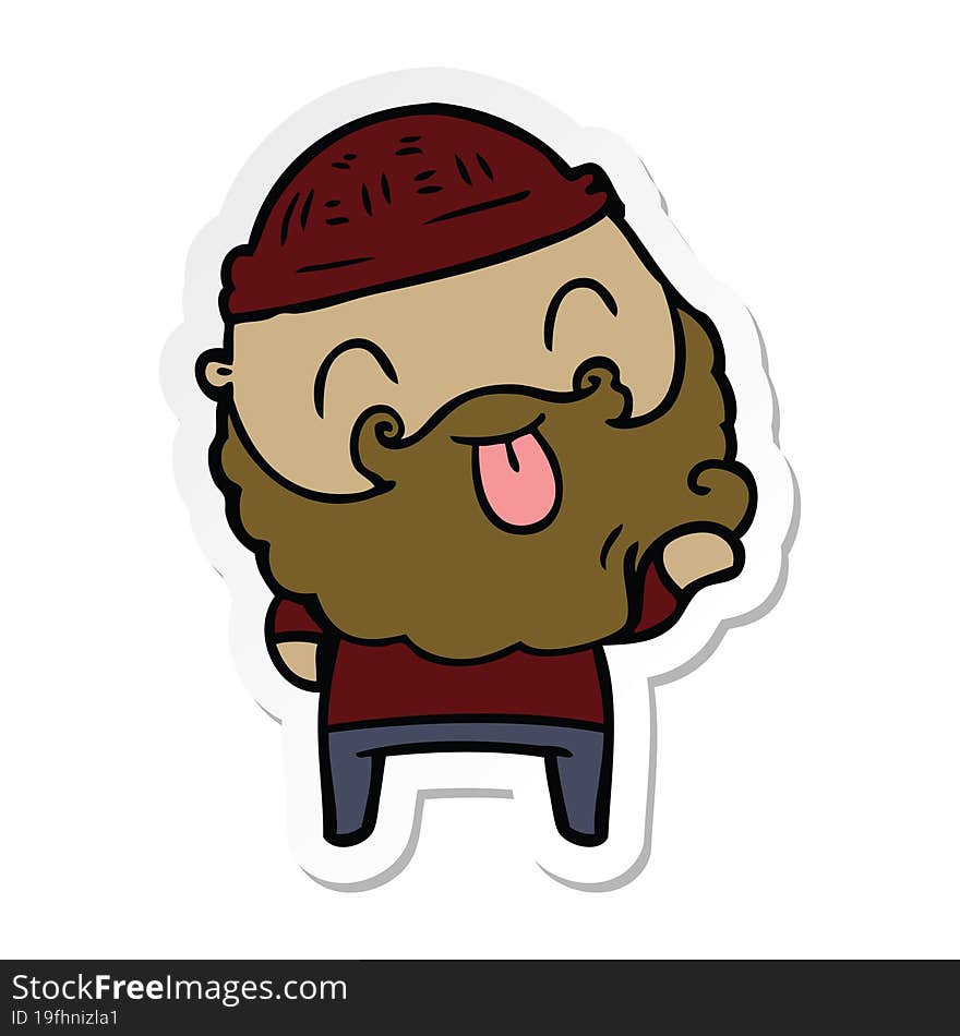 sticker of a man with beard sticking out tongue