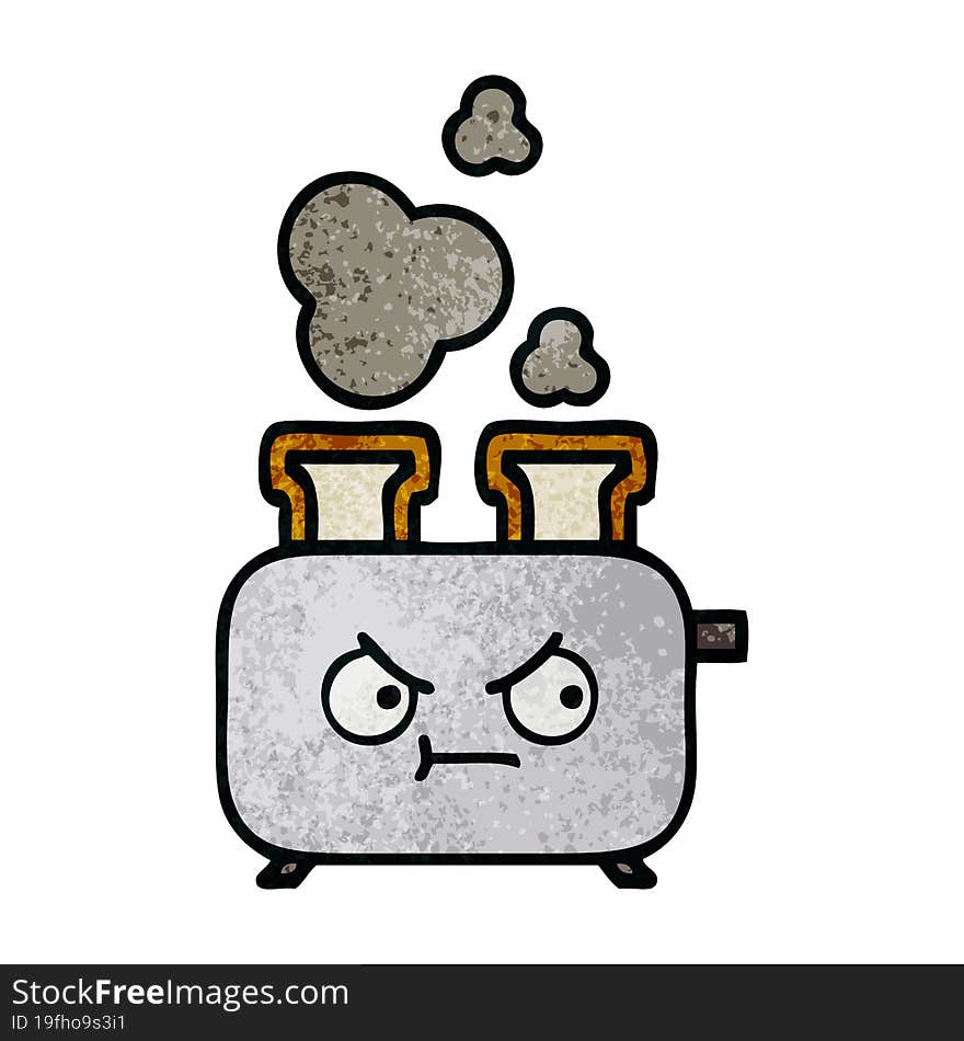 retro grunge texture cartoon of a toaster