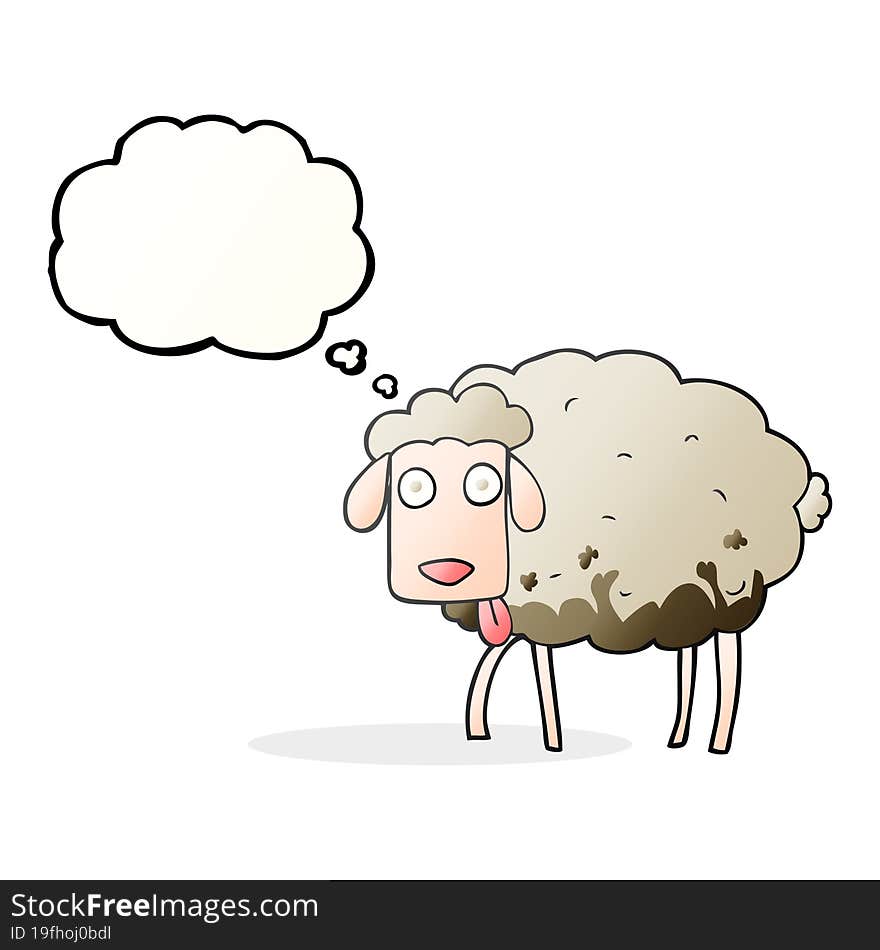 thought bubble cartoon muddy sheep