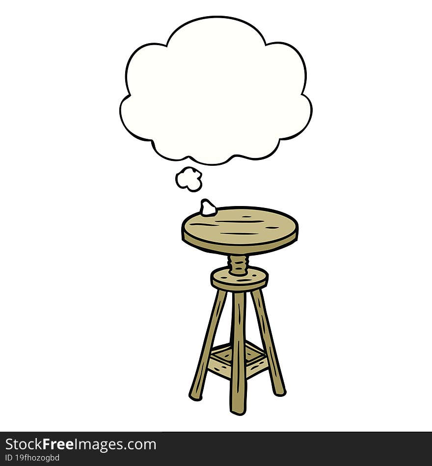 Cartoon Artist Stool And Thought Bubble