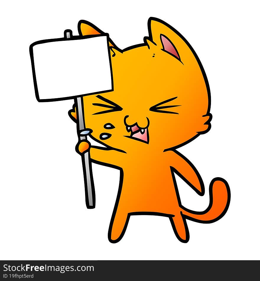 cartoon cat protesting. cartoon cat protesting