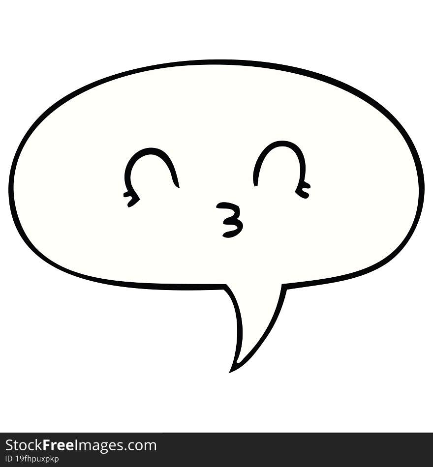 Happy Cartoon Face And Speech Bubble