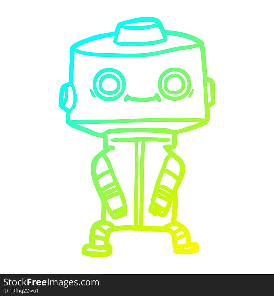 cold gradient line drawing cartoon robot