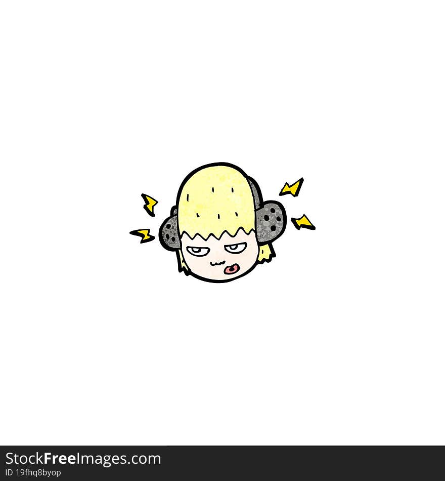 cartoon teenager listening to music