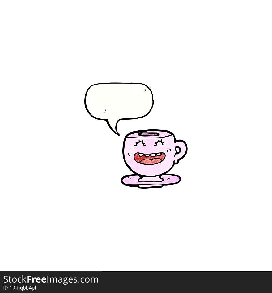 Cartoon Teacup With Speech Bubble