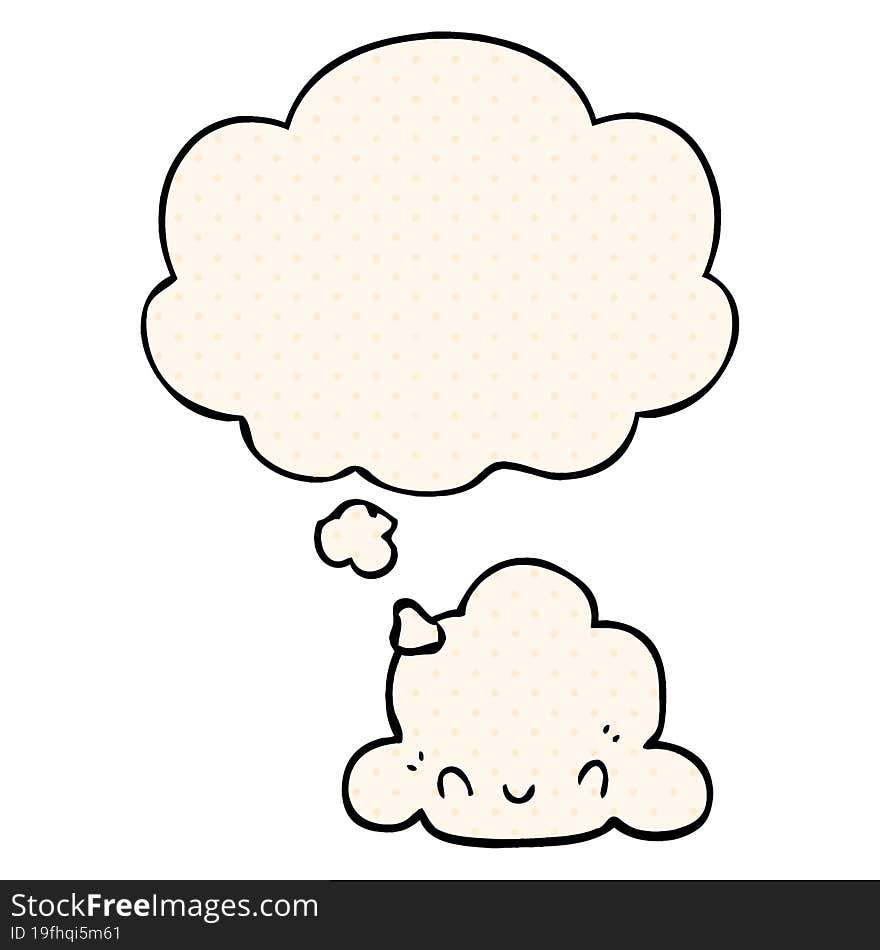 cartoon cloud and thought bubble in comic book style