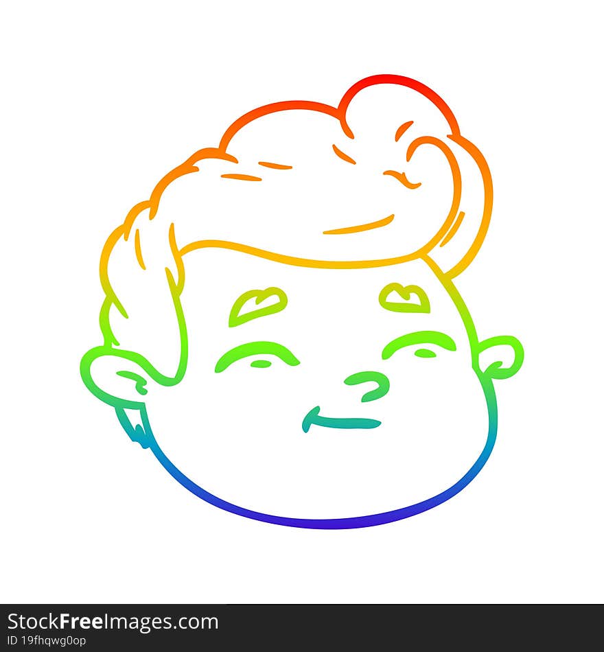 Rainbow Gradient Line Drawing Cartoon Male Face