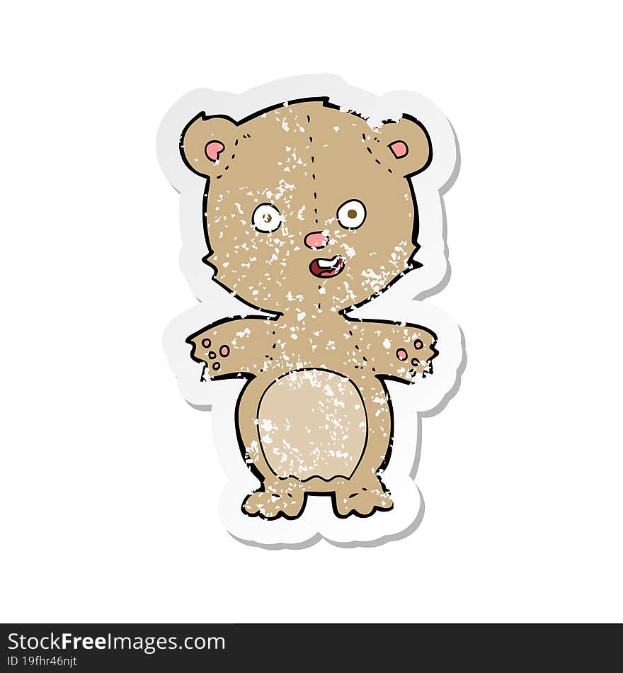 Retro Distressed Sticker Of A Cartoon Teddy Bear