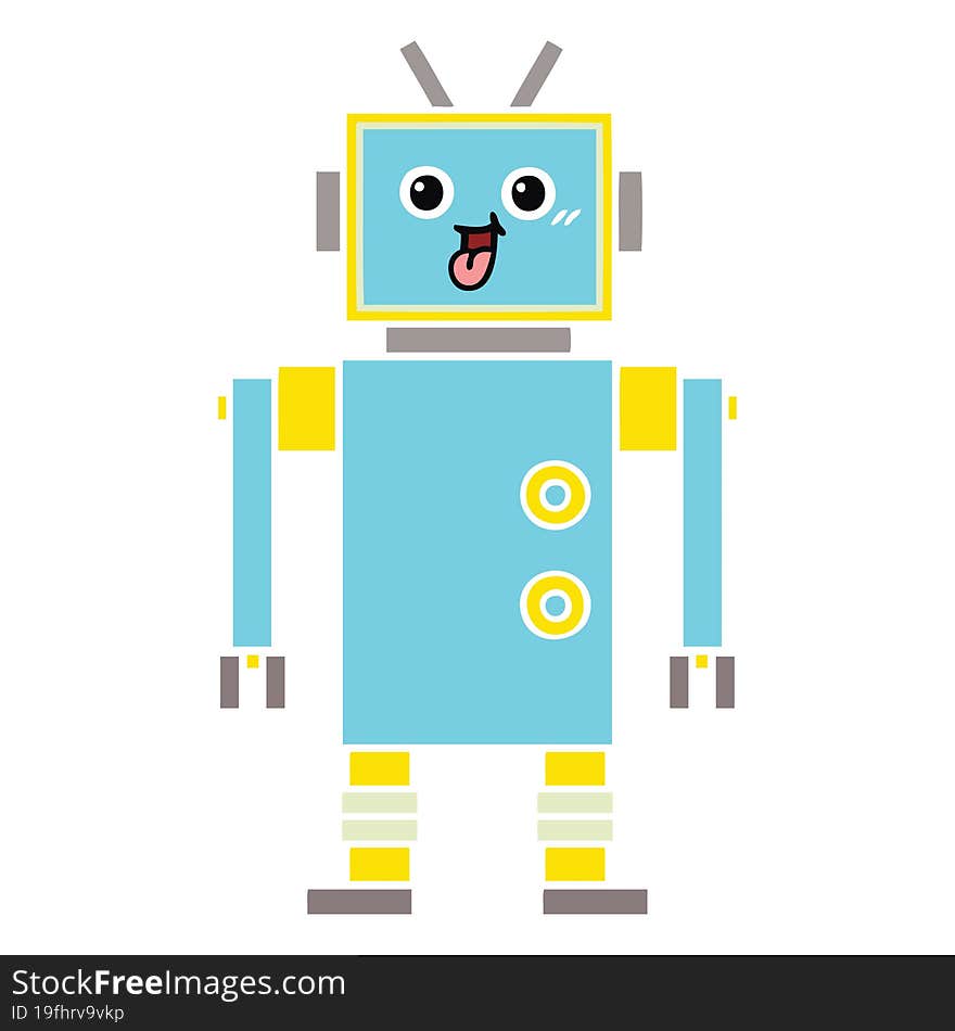 flat color retro cartoon of a robot